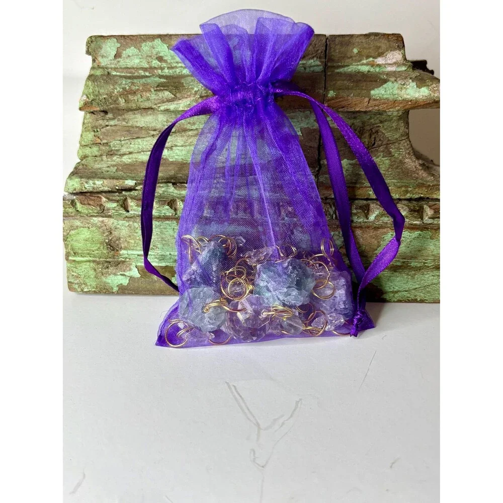 Raw Fluorite and Fluorite Bead Gemstone Wall Hanging